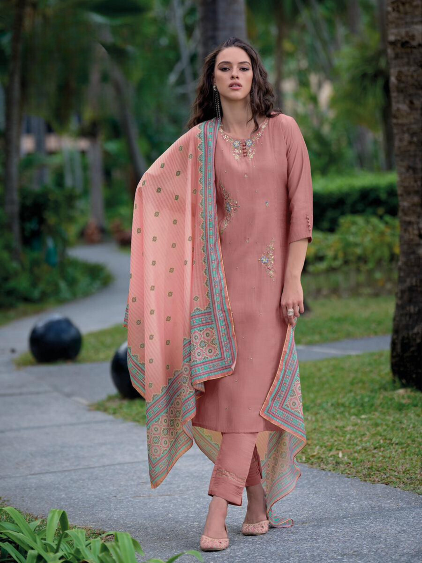Melon Chanderi Salwar Kameez
