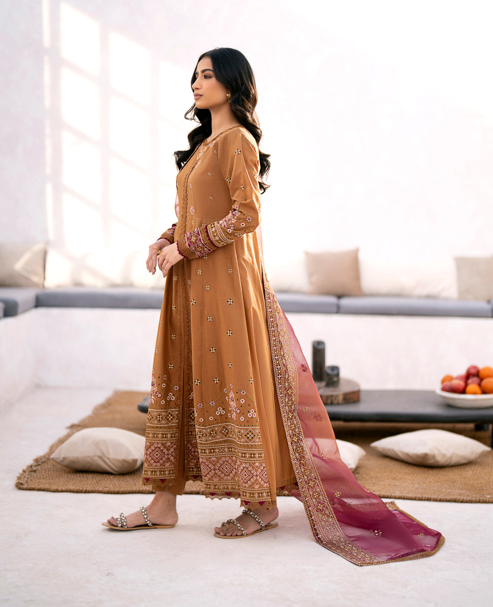 Brown Lawn Anarkali Suit