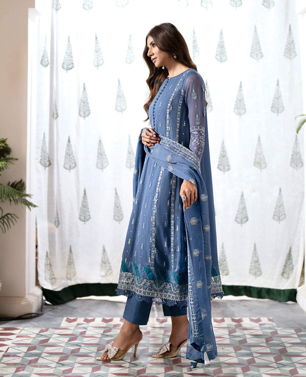 Blue Chiffon Salwar Kameez