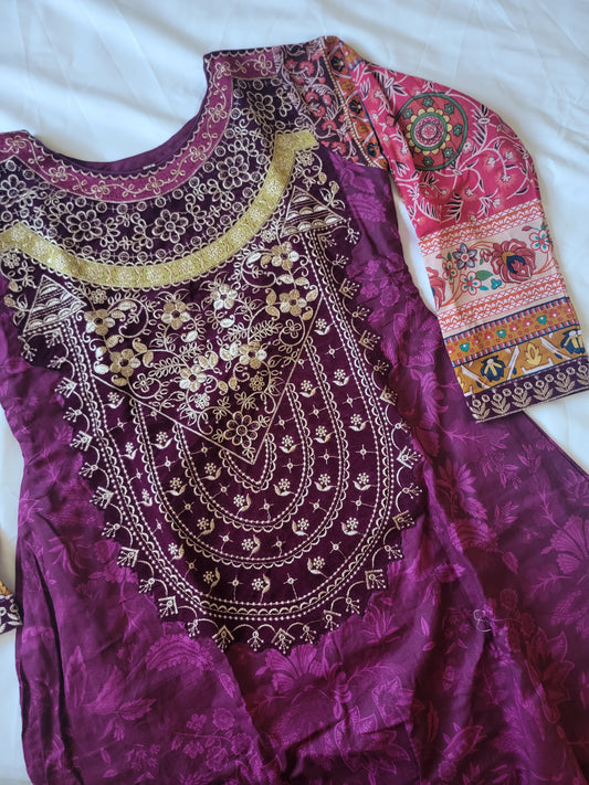 Mow Purple Lawn Cotton Anarkali