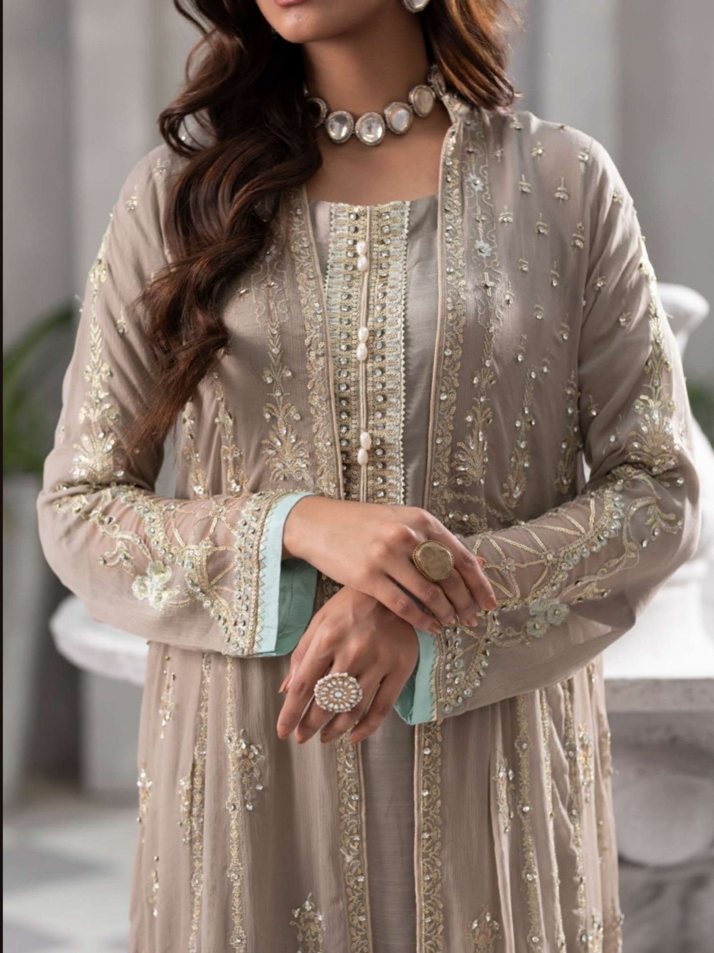 Beige Gorgeous 4 Piece Salwar Suit