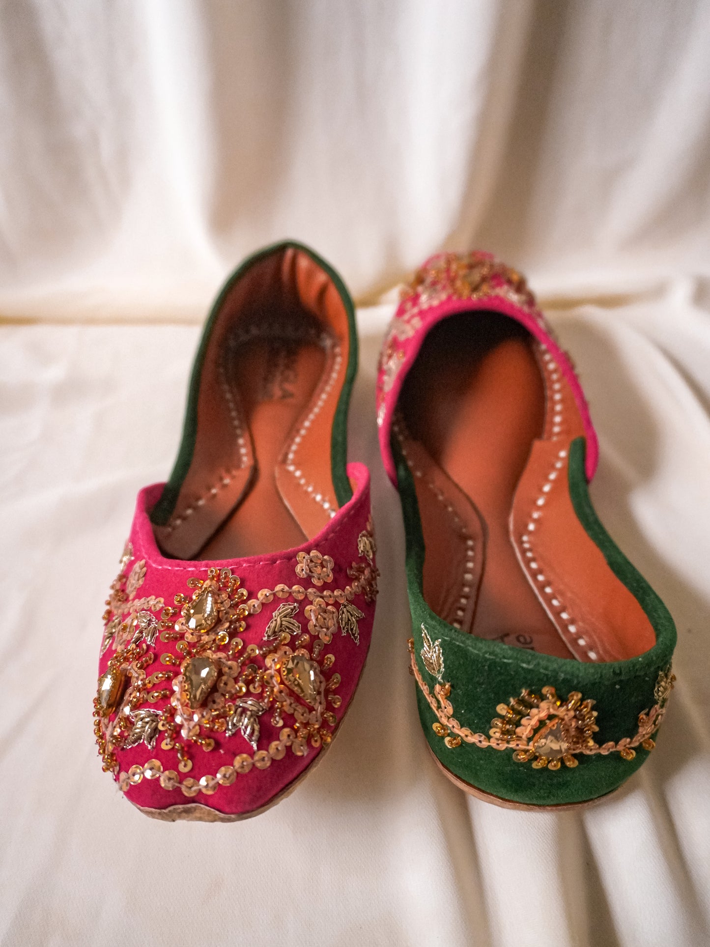 Green and Pink Handmade Jutti/Khussa