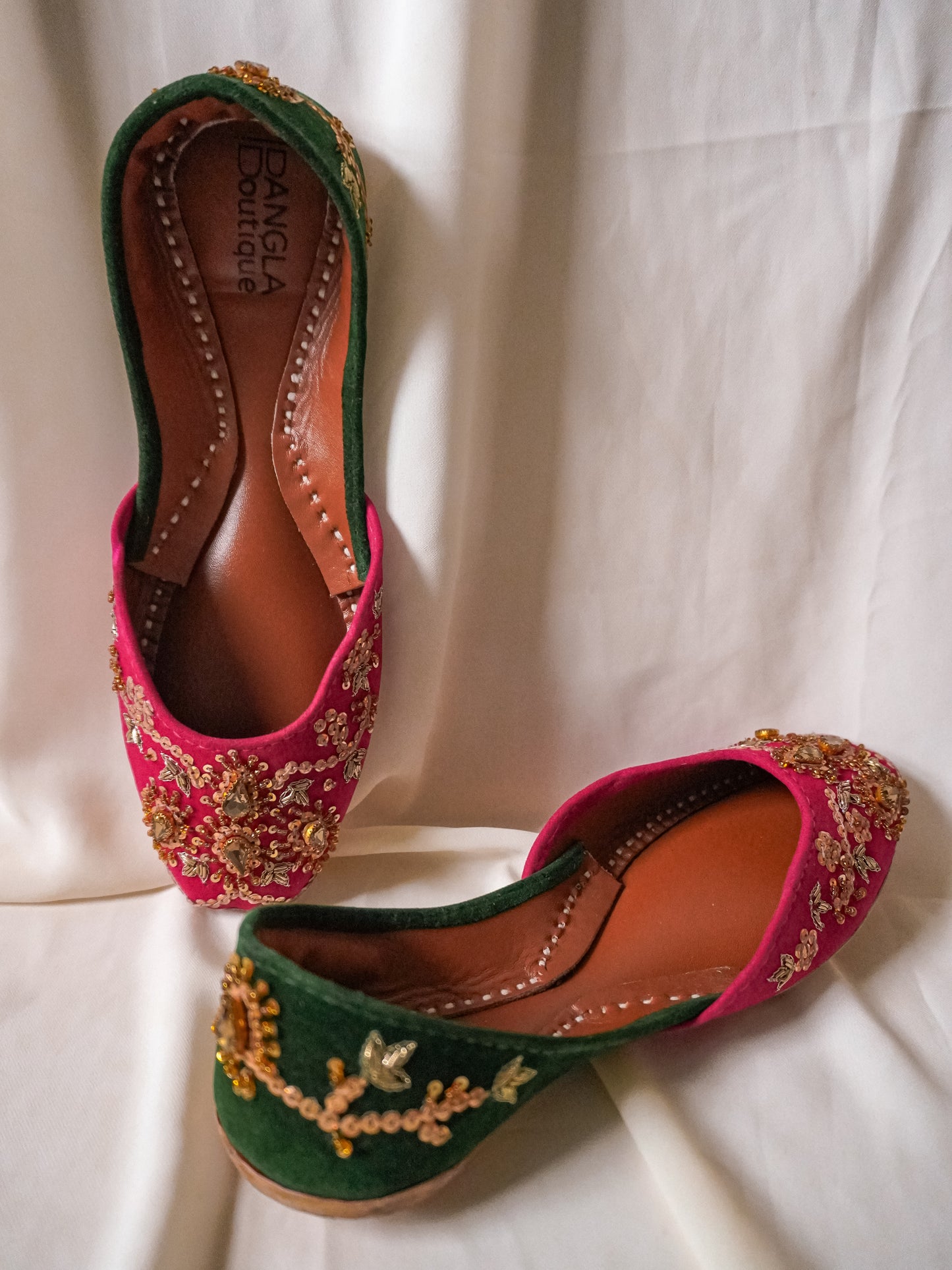 Green and Pink Handmade Jutti/Khussa