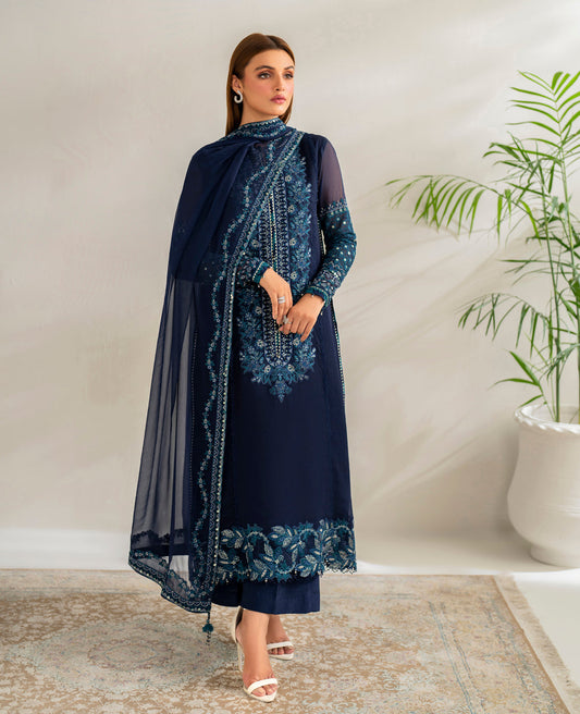 Dark Blue Chiffon Salwar Kameez