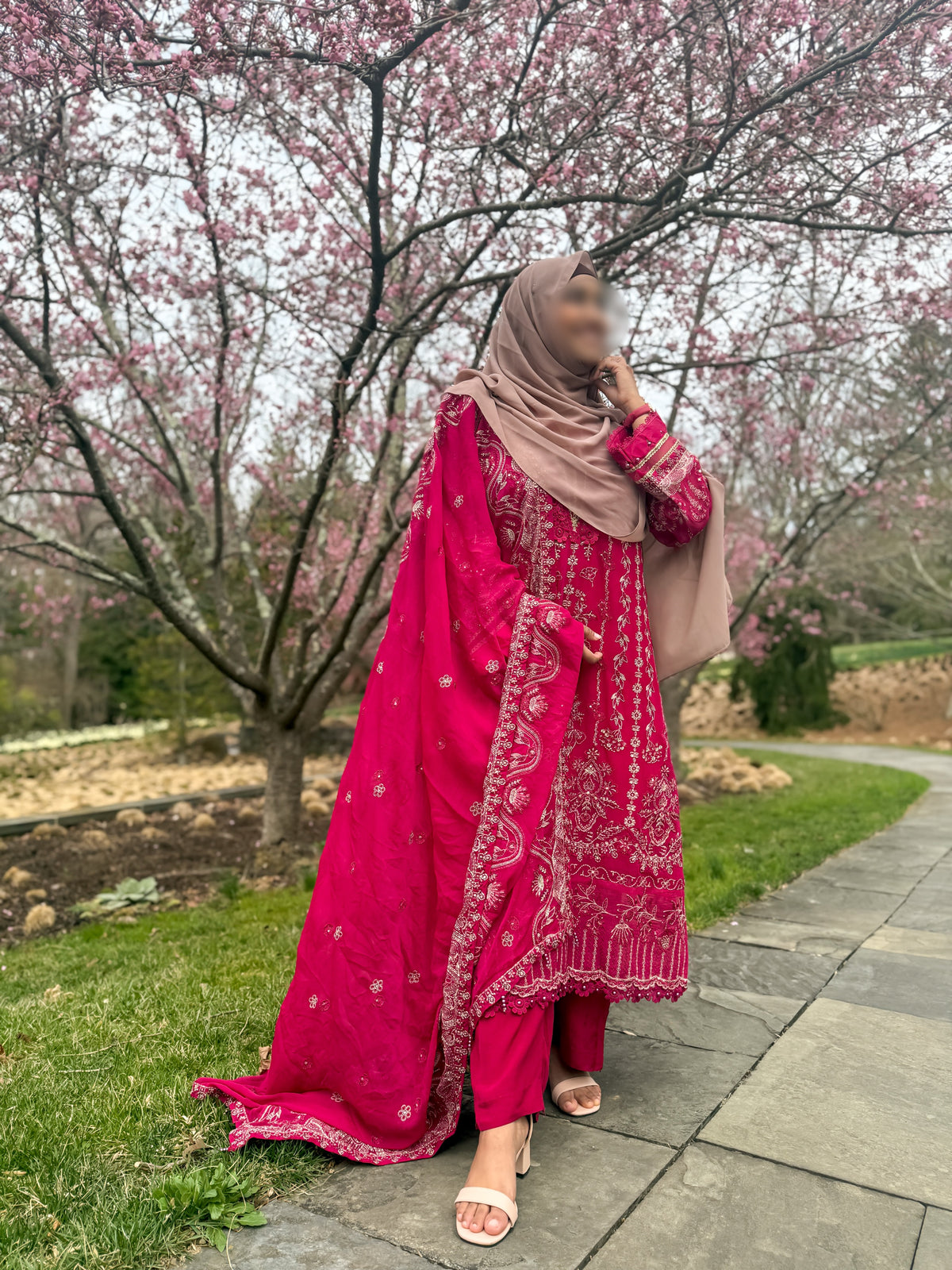 Hot Pink Chiffon Salwar Kameez