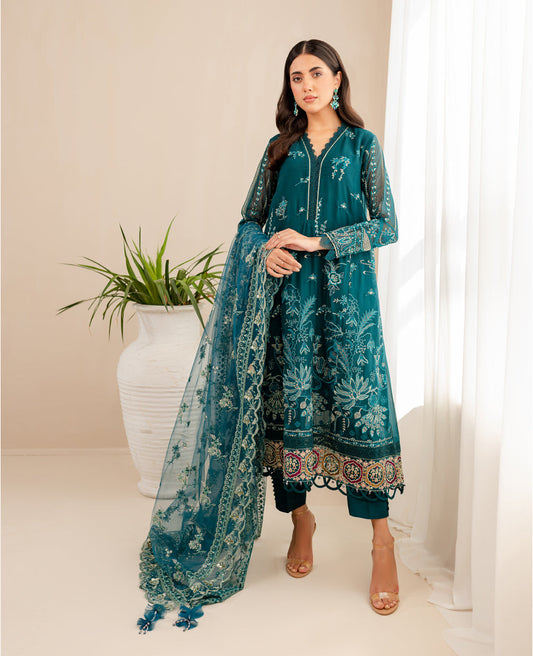 Teal Chiffon Anarkali Suit