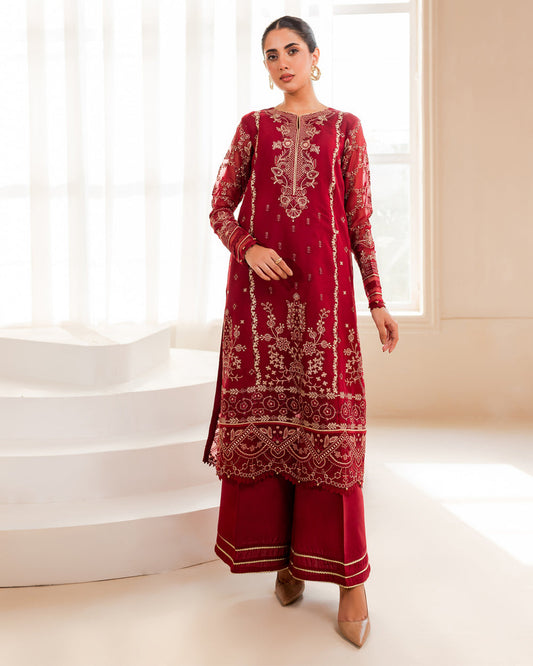 Zara Red Chiffon Salwar Kameez