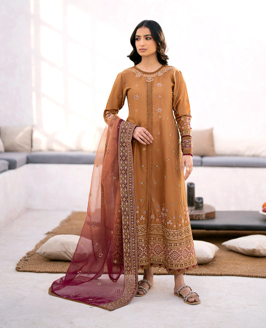 Brown Lawn Anarkali Suit