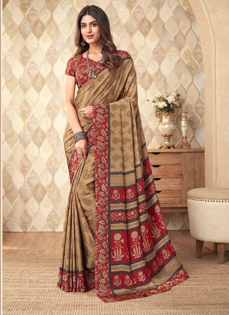 Vivanta Silk printed casual modern saree with unstitched blouse